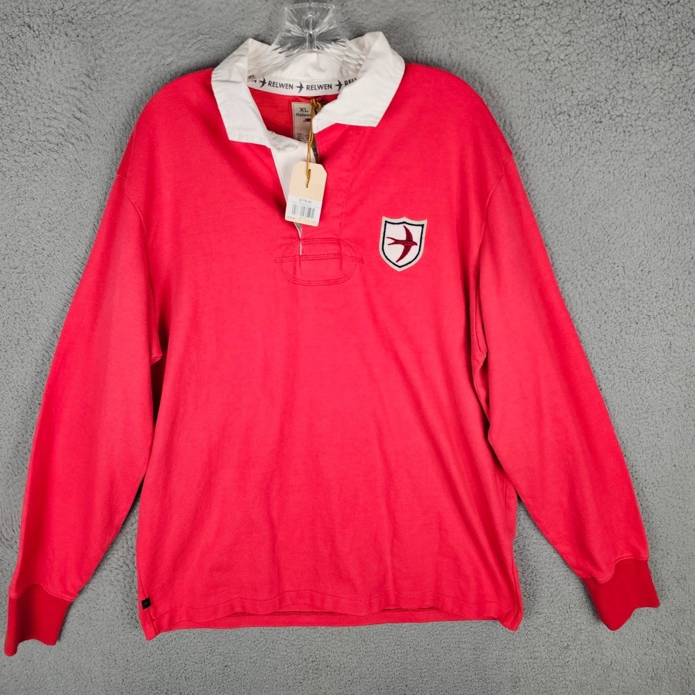 Vintage Relwen Rugby Polo Mens Size XL Embroidered Long Sleeve
